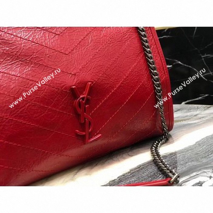 Saint Laurent Crinkled Vintage Leather Niki Medium Shopping Tote Bag 577999 Red 2019 (yida-9062218)