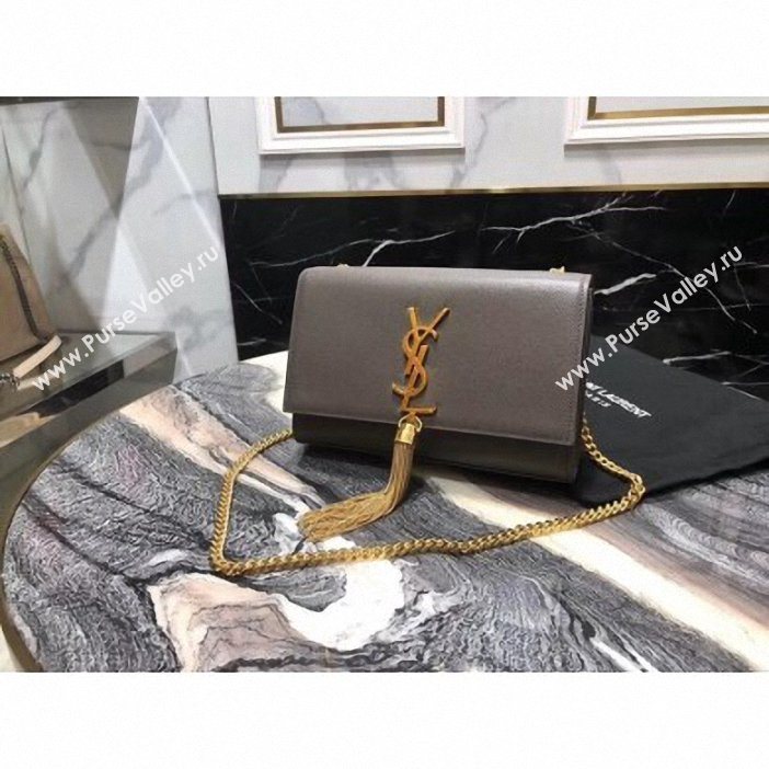 Saint Laurent Grained Leather Kate Chain With Tassel Small Bag 474366 Dark Gray/Gold ( yida-9062209)