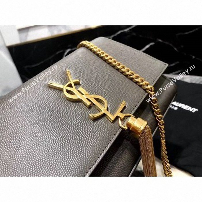 Saint Laurent Grained Leather Kate Chain With Tassel Small Bag 474366 Dark Gray/Gold ( yida-9062209)