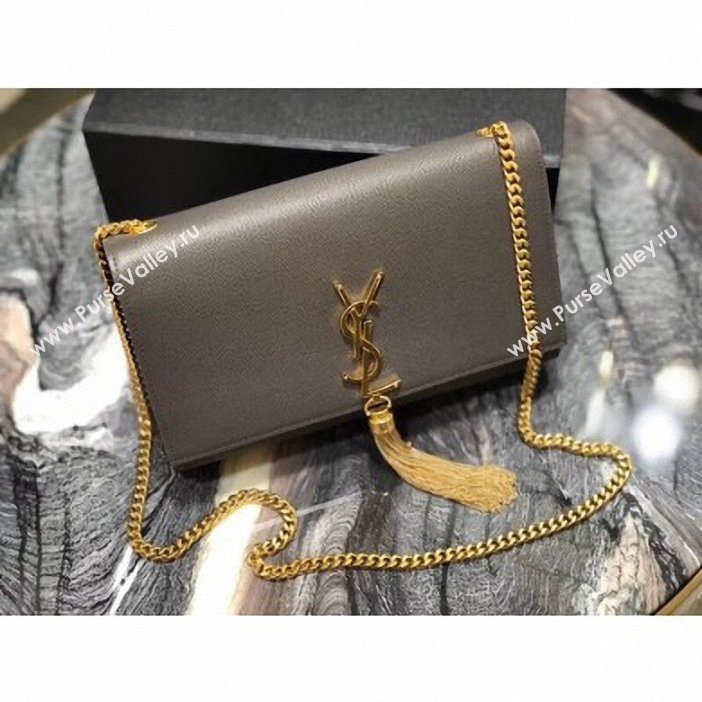 Saint Laurent Grained Leather Kate Chain With Tassel Medium Bag 354119 Dark Gray/Gold (yida-9062203)