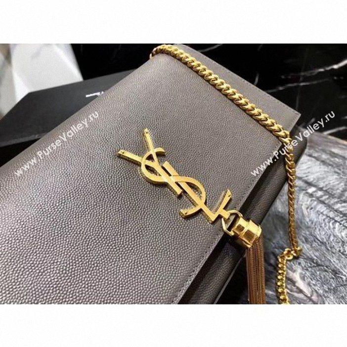 Saint Laurent Grained Leather Kate Chain With Tassel Medium Bag 354119 Dark Gray/Gold (yida-9062203)