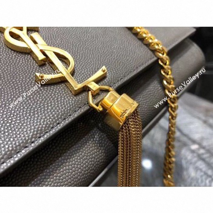 Saint Laurent Grained Leather Kate Chain With Tassel Medium Bag 354119 Dark Gray/Gold (yida-9062203)