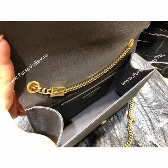 Saint Laurent Grained Leather Kate Chain With Tassel Medium Bag 354119 Dark Gray/Gold (yida-9062203)