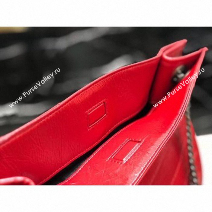 Saint Laurent Crinkled Vintage Leather Niki Medium Shopping Tote Bag 577999 Red 2019 (yida-9062218)