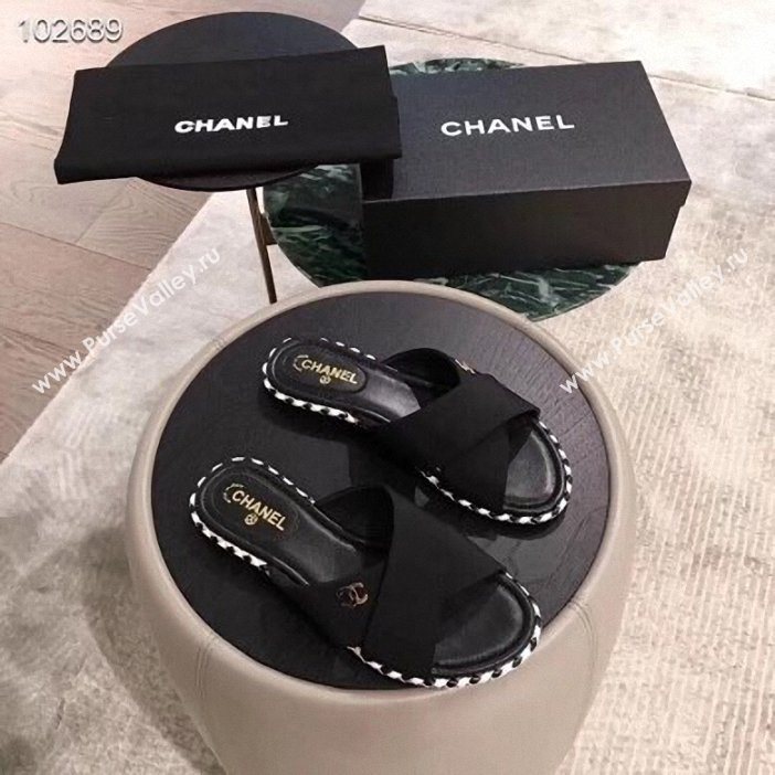 Chanel CC Logo Crossover Mules G35019 Black 2019 (hongxi-9062704)