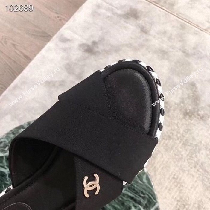 Chanel CC Logo Crossover Mules G35019 Black 2019 (hongxi-9062704)