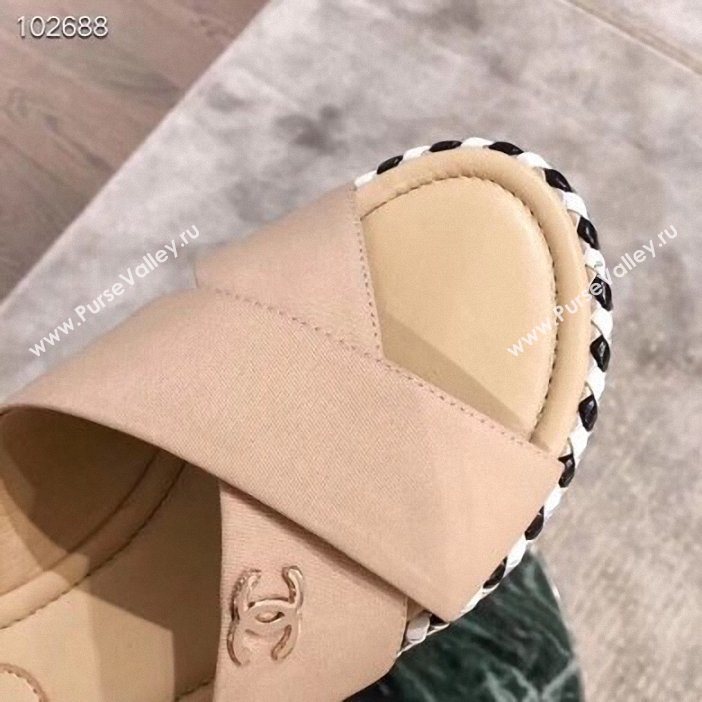 Chanel CC Logo Crossover Mules G35019 Beige 2019 (hongxi-9062706)