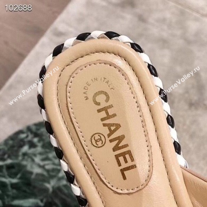 Chanel CC Logo Crossover Mules G35019 Beige 2019 (hongxi-9062706)