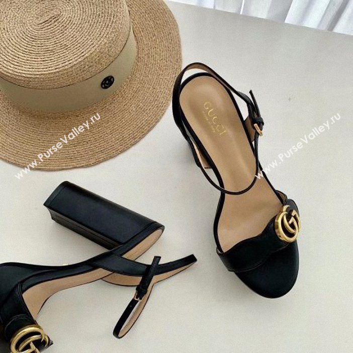 Gucci Heel 10cm Platform Sandals with Double G 573021 Original Quality Black 2019 (SS-9062608)