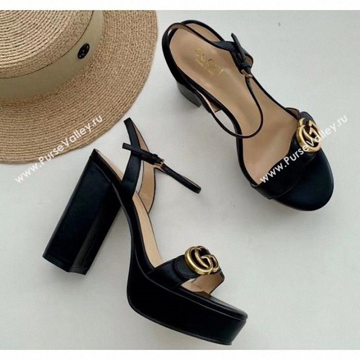 Gucci Heel 10cm Platform Sandals with Double G 573021 Original Quality Black 2019 (SS-9062608)