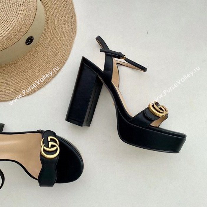 Gucci Heel 10cm Platform Sandals with Double G 573021 Original Quality Black 2019 (SS-9062608)