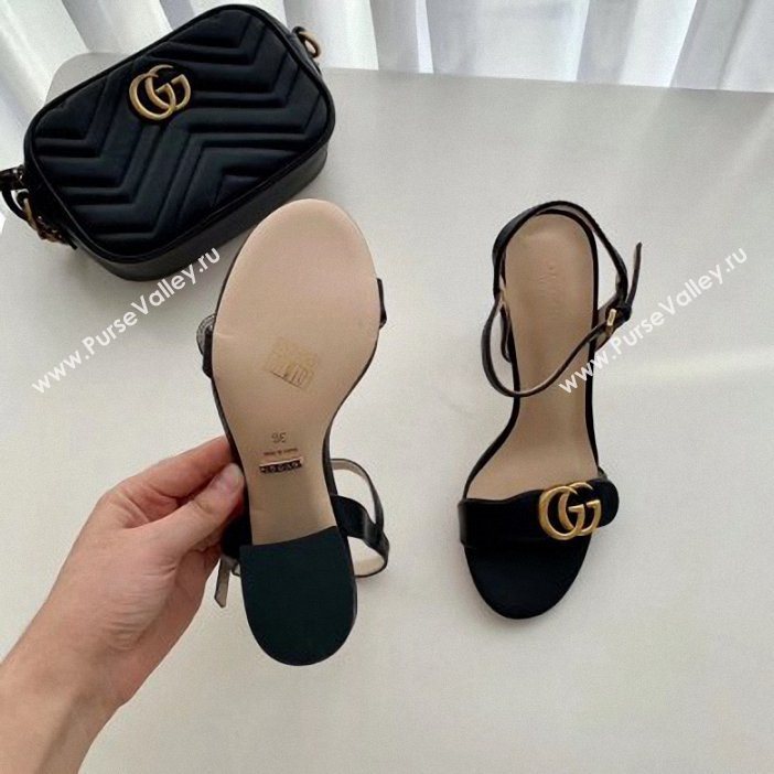 Gucci Heel 7.5cm Leather Sandals with Double G 453379 Black (SS-9062602)