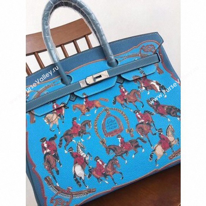 Hermes Birkin 35 Bag in Print Leather Blue (AIYUAN-9062814)