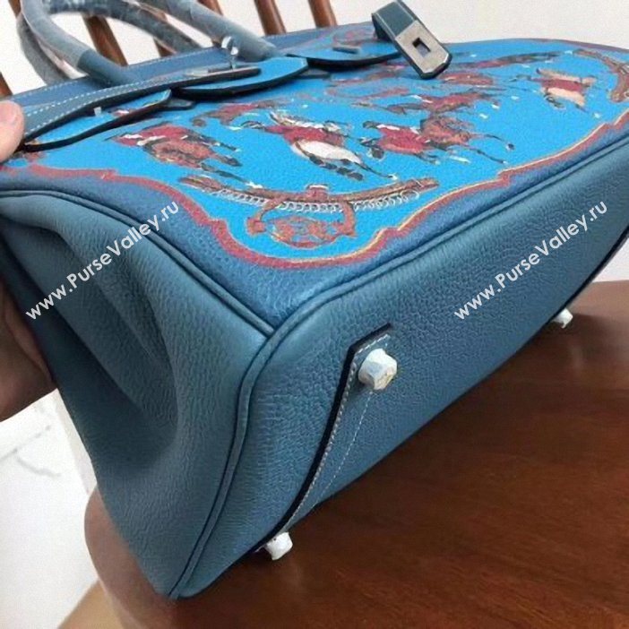 Hermes Birkin 35 Bag in Print Leather Blue (AIYUAN-9062814)