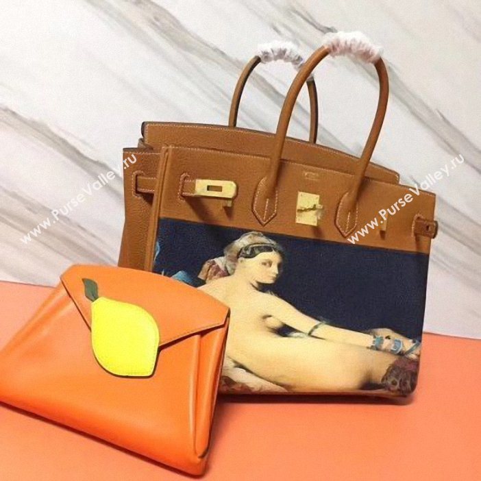 Hermes Birkin 35 Bag in Print Leather Brown (AIYUAN-9062812)