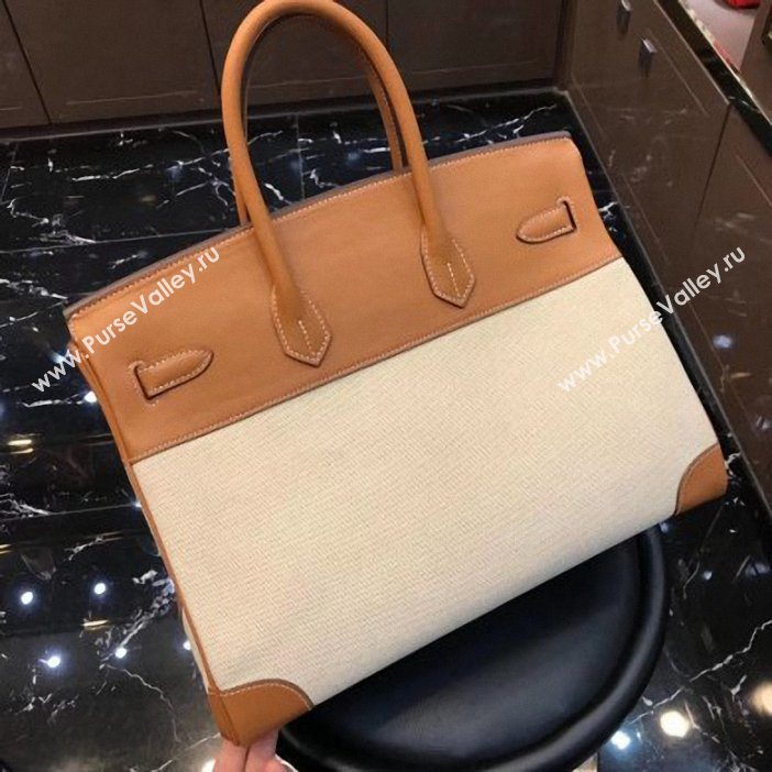 Hermes Birkin 35 Bag in Print Leather Brown/Canvas (AIYUAN-9062811)