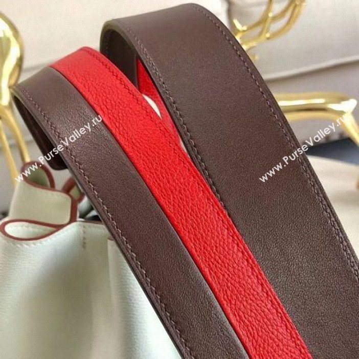 Hermes Licol 17 Bucket Bag In Evercolor Calfskin Bicolor Leather White 2019 (AIYUAN-9062804)