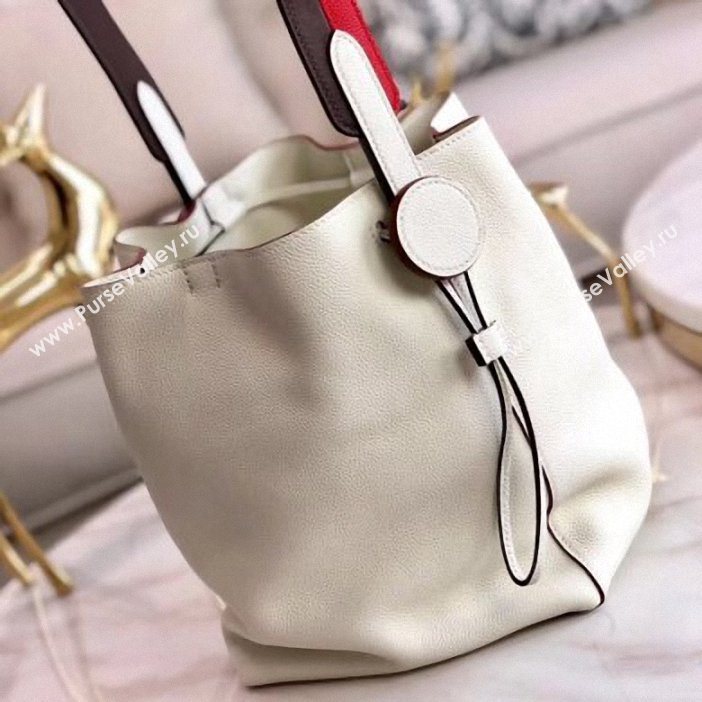 Hermes Licol 17 Bucket Bag In Evercolor Calfskin Bicolor Leather White 2019 (AIYUAN-9062804)