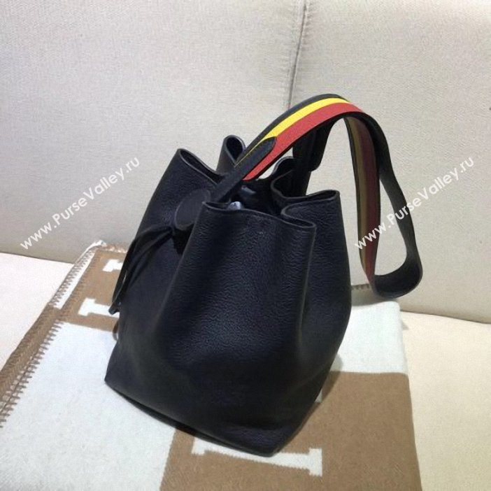 Hermes Licol 17 Bucket Bag In Evercolor Calfskin Bicolor Leather Black 2019 (AIYUAN-9062801)