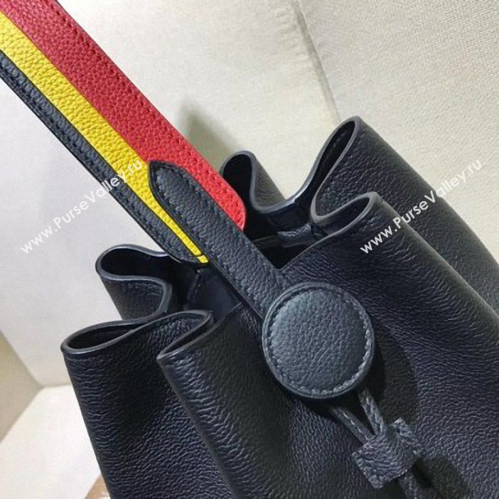 Hermes Licol 17 Bucket Bag In Evercolor Calfskin Bicolor Leather Black 2019 (AIYUAN-9062801)