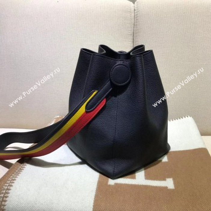 Hermes Licol 17 Bucket Bag In Evercolor Calfskin Bicolor Leather Black 2019 (AIYUAN-9062801)