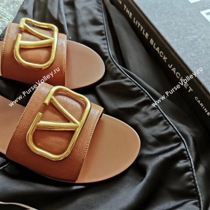 valentino vlogo calfskin slides camel (VT-09)