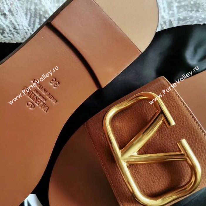 valentino vlogo calfskin slides camel (VT-09)