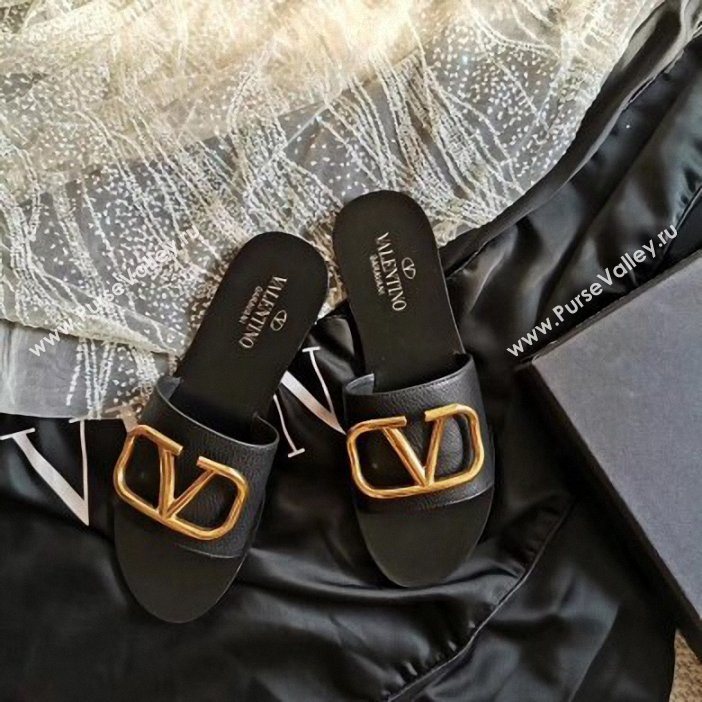 valentino vlogo calfskin slides black (VT-05)