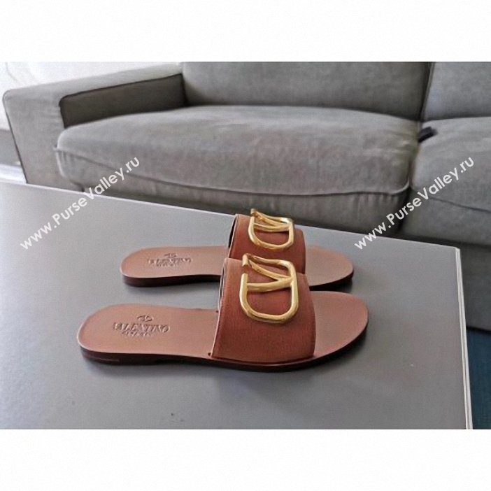 valentino vlogo calfskin slides camel (VT-09)