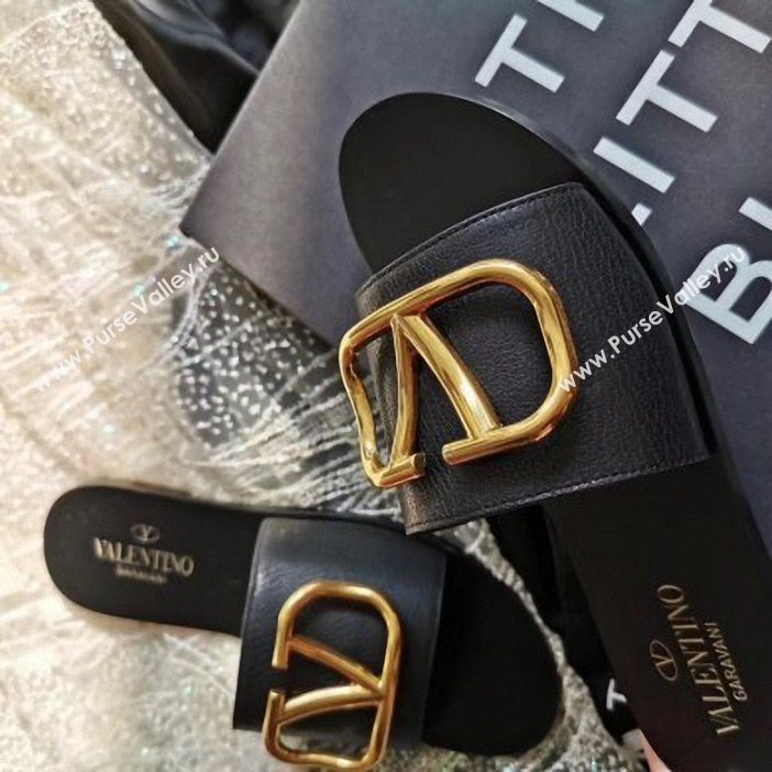 valentino vlogo calfskin slides black (VT-05)