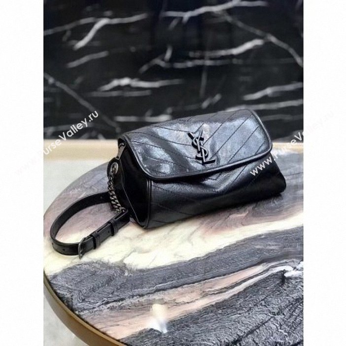 Saint Laurent NIKI BODY BAG 111682 IN CRINKLED VINTAGE LEATHER BLACK (YIDA-09)