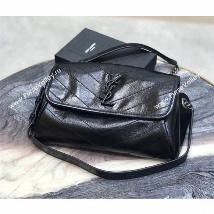 Saint Laurent NIKI BODY BAG 111682 IN CRINKLED VINTAGE LEATHER BLACK (YIDA-09)