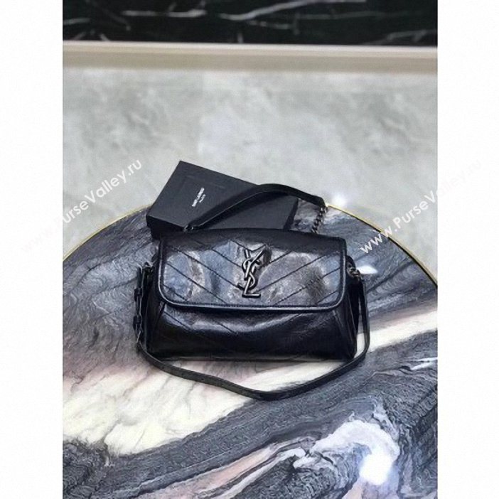 Saint Laurent NIKI BODY BAG 111682 IN CRINKLED VINTAGE LEATHER BLACK (YIDA-09)