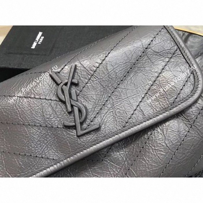 Saint Laurent NIKI BODY BAG 111682 IN CRINKLED VINTAGE LEATHER GRAY (YIDA-10)