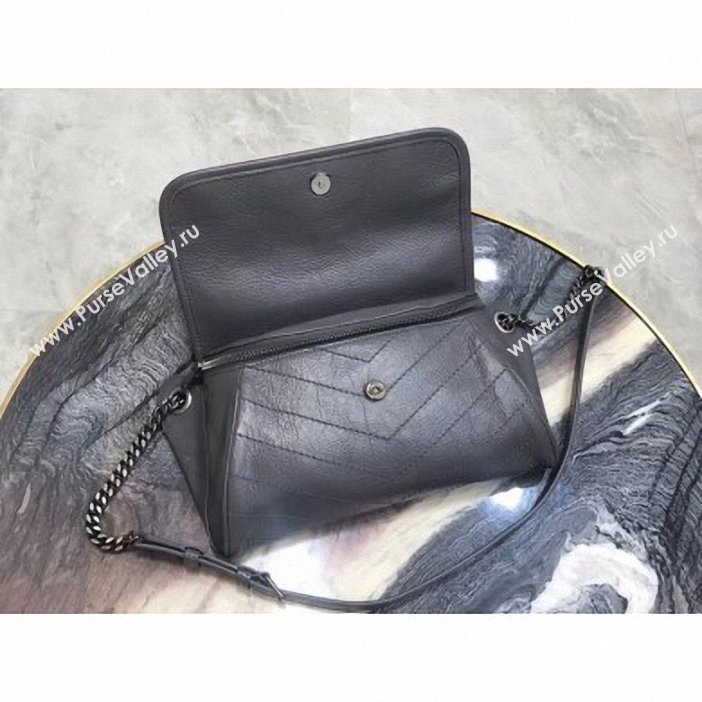 Saint Laurent NIKI BODY BAG 111682 IN CRINKLED VINTAGE LEATHER GRAY (YIDA-10)