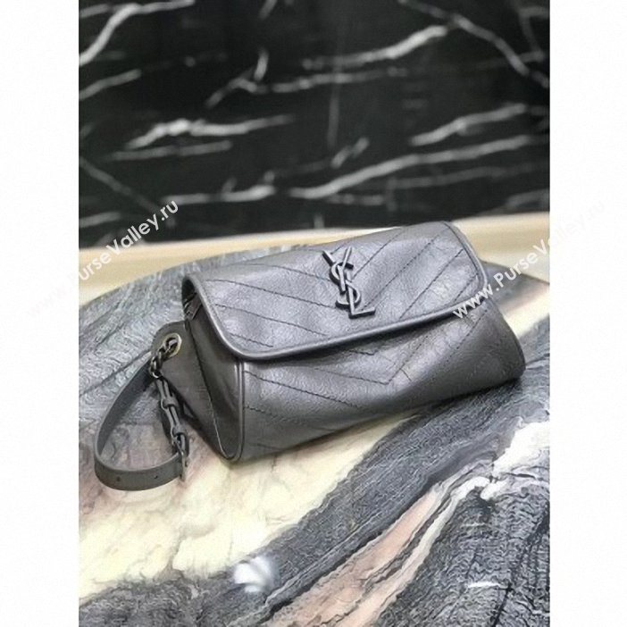 Saint Laurent NIKI BODY BAG 111682 IN CRINKLED VINTAGE LEATHER GRAY (YIDA-10)