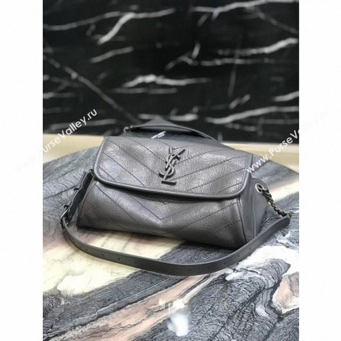 Saint Laurent NIKI BODY BAG 111682 IN CRINKLED VINTAGE LEATHER GRAY (YIDA-10)