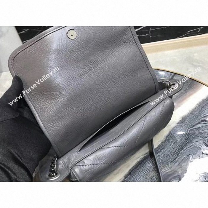 Saint Laurent NIKI BODY BAG 111682 IN CRINKLED VINTAGE LEATHER GRAY (YIDA-10)