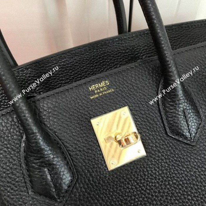 Hermes Birkin 30 Bag In Leather with Gold/Silver Hardware BLACK (FULI-69)