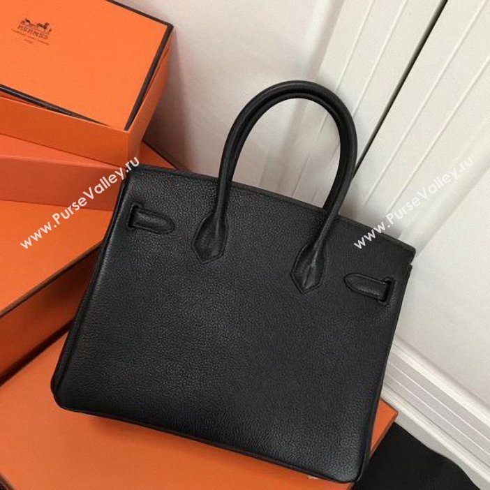 Hermes Birkin 30 Bag In Leather with Gold/Silver Hardware BLACK (FULI-69)