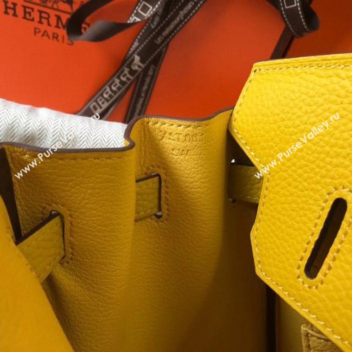 Hermes Birkin 30 Bag In Leather with Gold/Silver Hardware yellow (fuli-65)