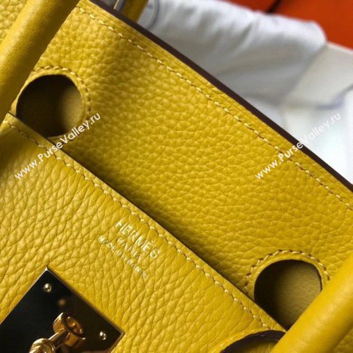 Hermes Birkin 30 Bag In Leather with Gold/Silver Hardware yellow (fuli-65)