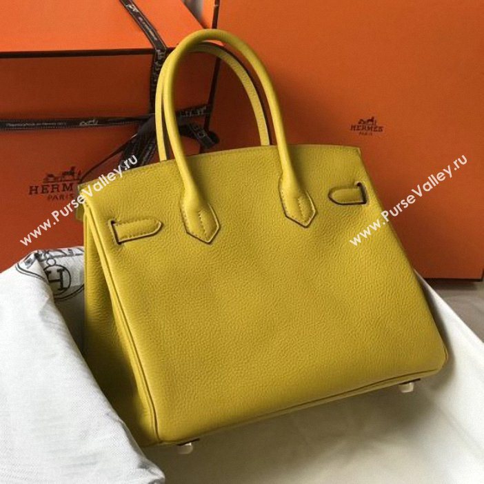 Hermes Birkin 30 Bag In Leather with Gold/Silver Hardware yellow (fuli-65)