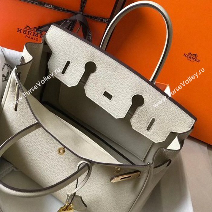 Hermes Birkin 30 Bag In Leather with Gold/Silver Hardware off white (fuli-62)