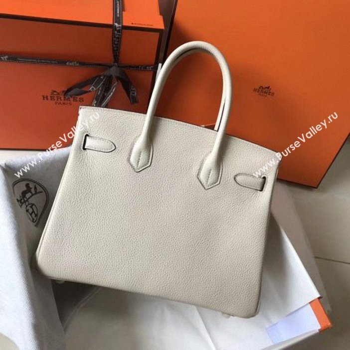 Hermes Birkin 30 Bag In Leather with Gold/Silver Hardware off white (fuli-62)