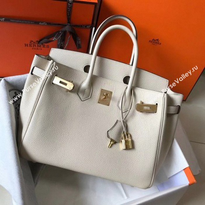 Hermes Birkin 30 Bag In Leather with Gold/Silver Hardware off white (fuli-62)