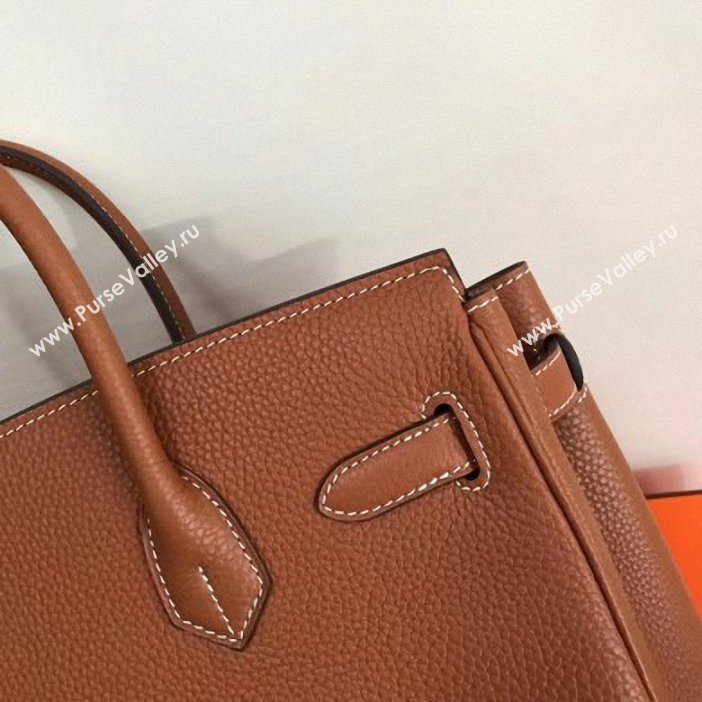 Hermes Birkin 30 Bag In Leather with Gold/Silver Hardware brown (fuli-67)