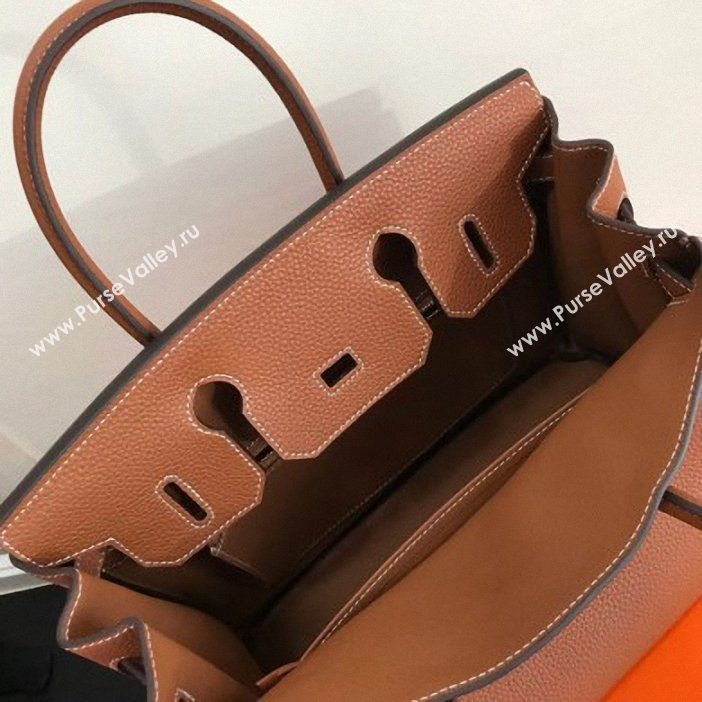 Hermes Birkin 30 Bag In Leather with Gold/Silver Hardware brown (fuli-67)