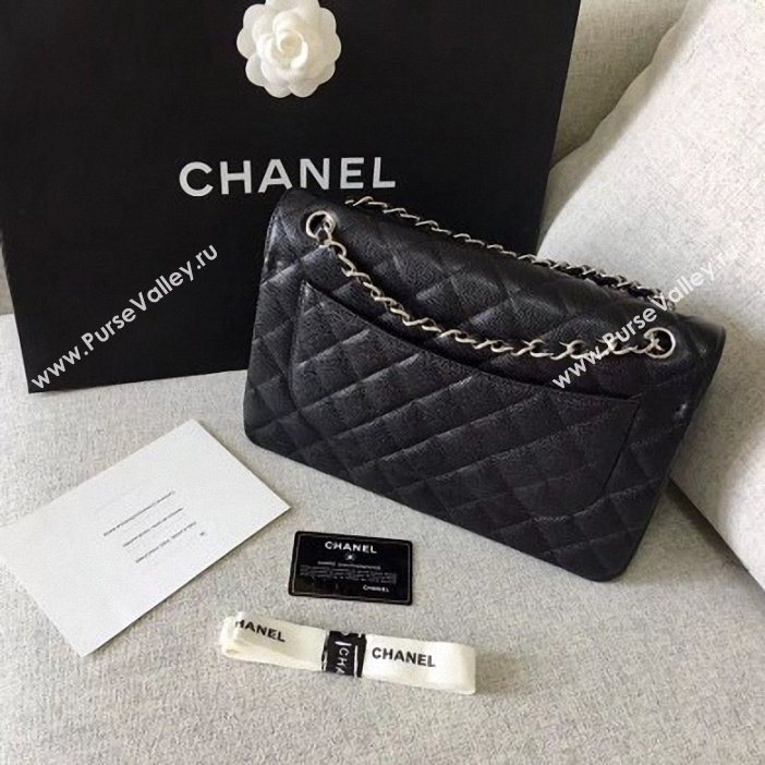 Chanel original quality Caviar Classic jumbo Flap Bag 1113 black with silver Hardware (shunyang-56)