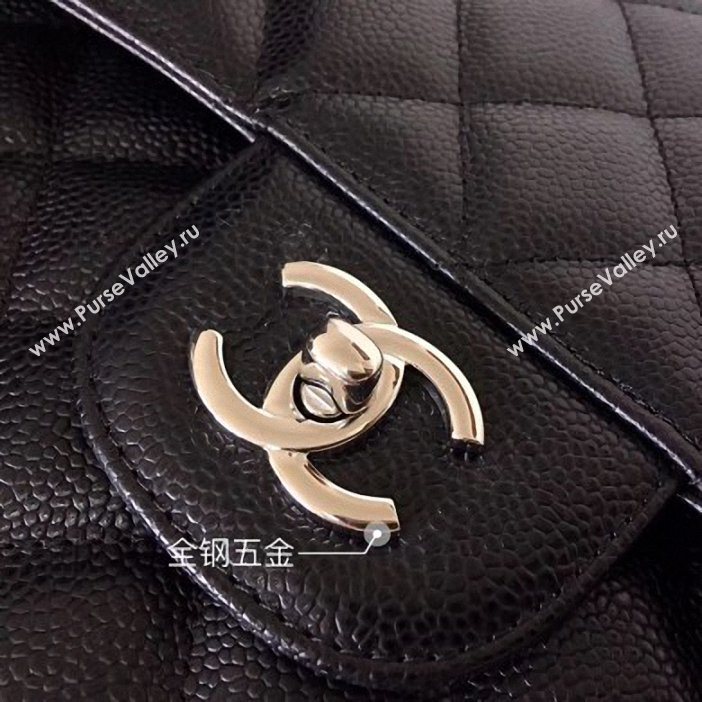 Chanel original quality Caviar Classic jumbo Flap Bag 1113 black with silver Hardware (shunyang-56)